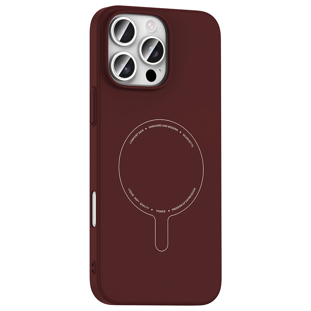 iPhone 16 Pro Max Kılıf M-Safe Şarj Özellikli Kamera Korumalı MNC Elio Sert PC Kapak - Bordo