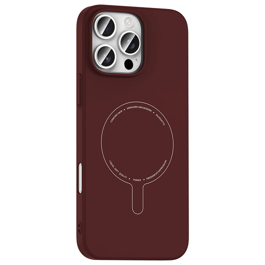 iPhone 16 Pro Max Kılıf M-Safe Şarj Özellikli Kamera Korumalı MNC Elio Sert PC Kapak - Bordo