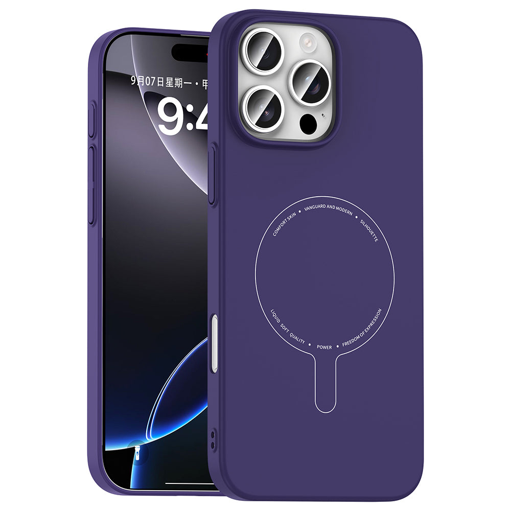 iPhone 16 Pro Max Kılıf M-Safe Şarj Özellikli Kamera Korumalı MNC Elio Sert PC Kapak - Derin Mor
