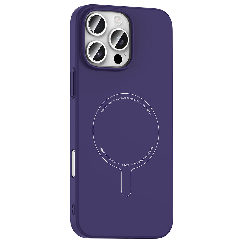 iPhone 16 Pro Max Kılıf M-Safe Şarj Özellikli Kamera Korumalı MNC Elio Sert PC Kapak - Derin Mor