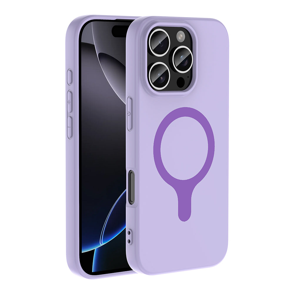 iPhone 16 Pro Max Kılıf M-Safe Şarj Özellikli MNC Aris Silikon Kapak - Lila
