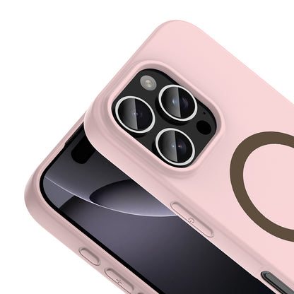 iPhone 16 Pro Max Kılıf M-Safe Şarj Özellikli MNC Aris Silikon Kapak - Açık Pembe