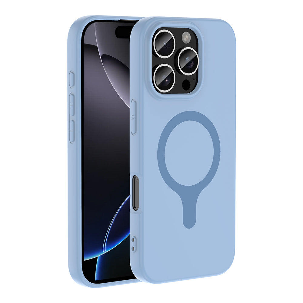 iPhone 16 Pro Max Kılıf M-Safe Şarj Özellikli MNC Aris Silikon Kapak - Baby Blue