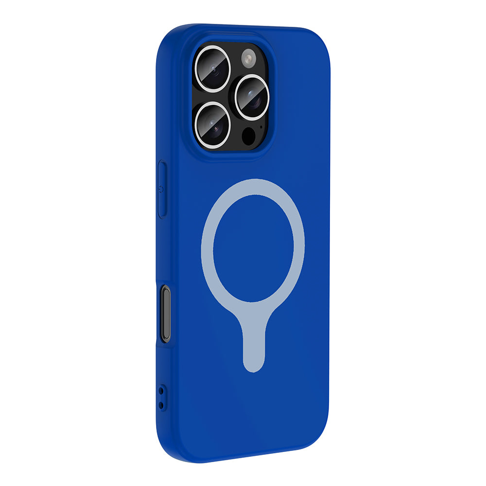 iPhone 16 Pro Max Kılıf M-Safe Şarj Özellikli MNC Aris Silikon Kapak - Saks Mavi