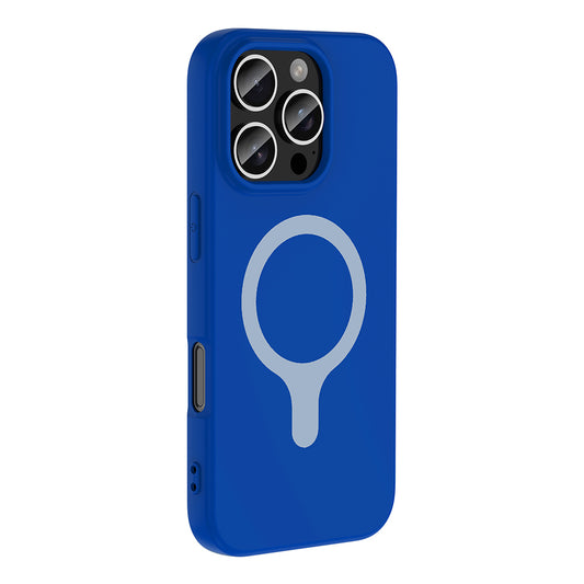 iPhone 16 Pro Max Kılıf M-Safe Şarj Özellikli MNC Aris Silikon Kapak - Saks Mavi