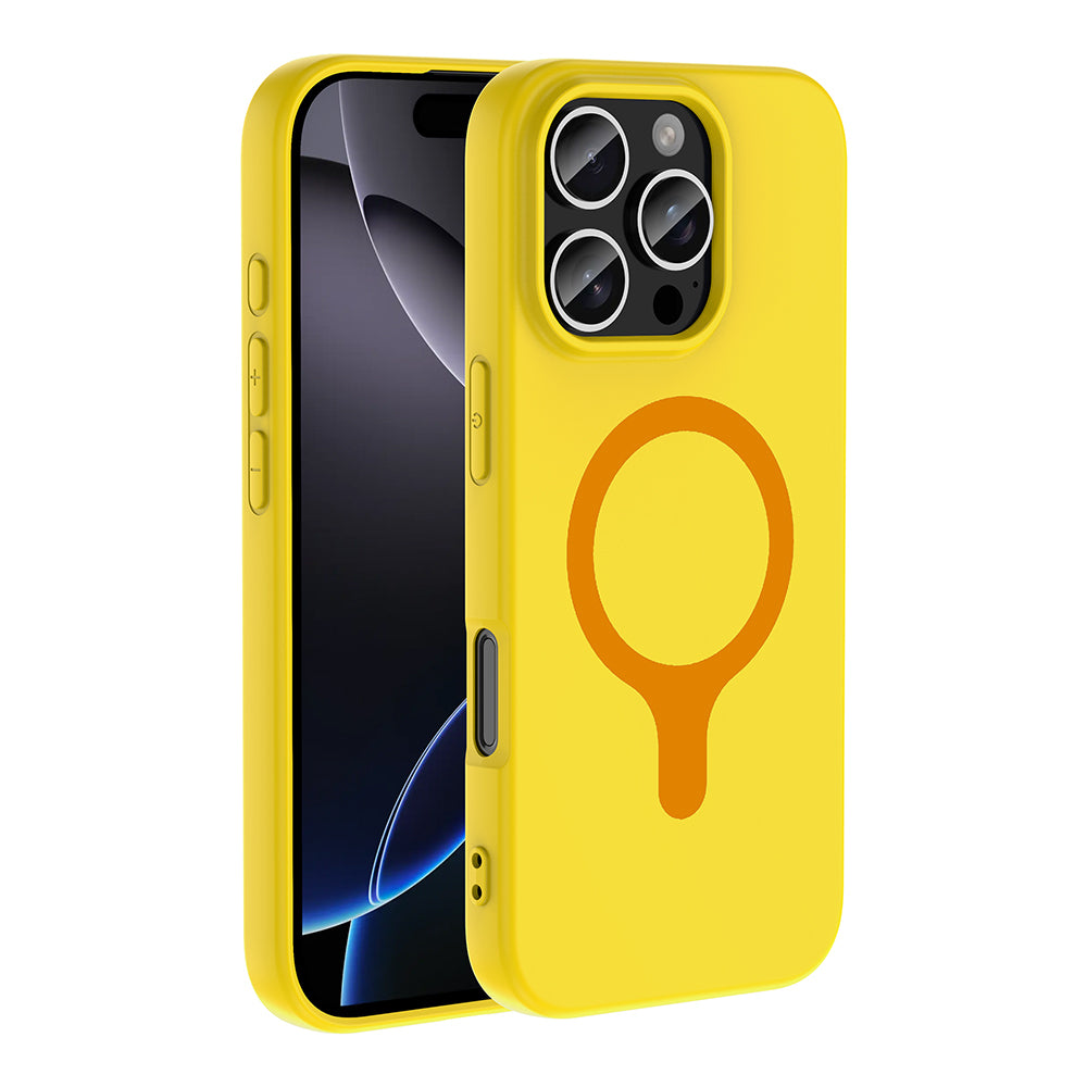 iPhone 16 Pro Max Kılıf M-Safe Şarj Özellikli MNC Aris Silikon Kapak - Sarı