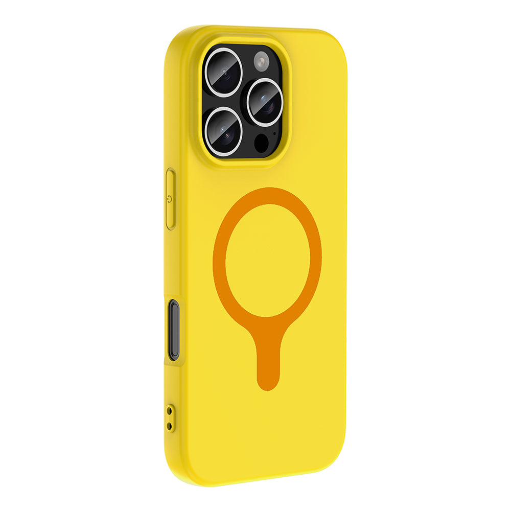 iPhone 16 Pro Max Kılıf M-Safe Şarj Özellikli MNC Aris Silikon Kapak - Sarı