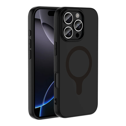 iPhone 16 Pro Max Kılıf M-Safe Şarj Özellikli MNC Aris Silikon Kapak - Siyah