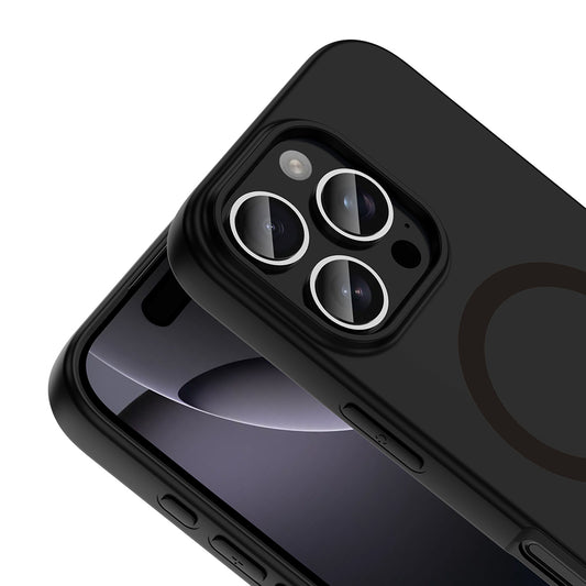 iPhone 16 Pro Max Kılıf M-Safe Şarj Özellikli MNC Aris Silikon Kapak - Siyah