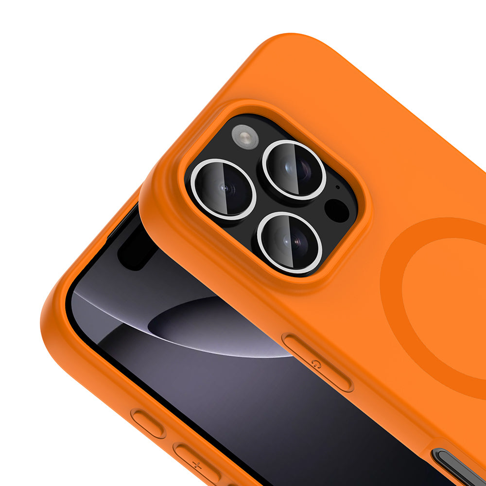 iPhone 16 Pro Max Kılıf M-Safe Şarj Özellikli MNC Aris Silikon Kapak - Turuncu