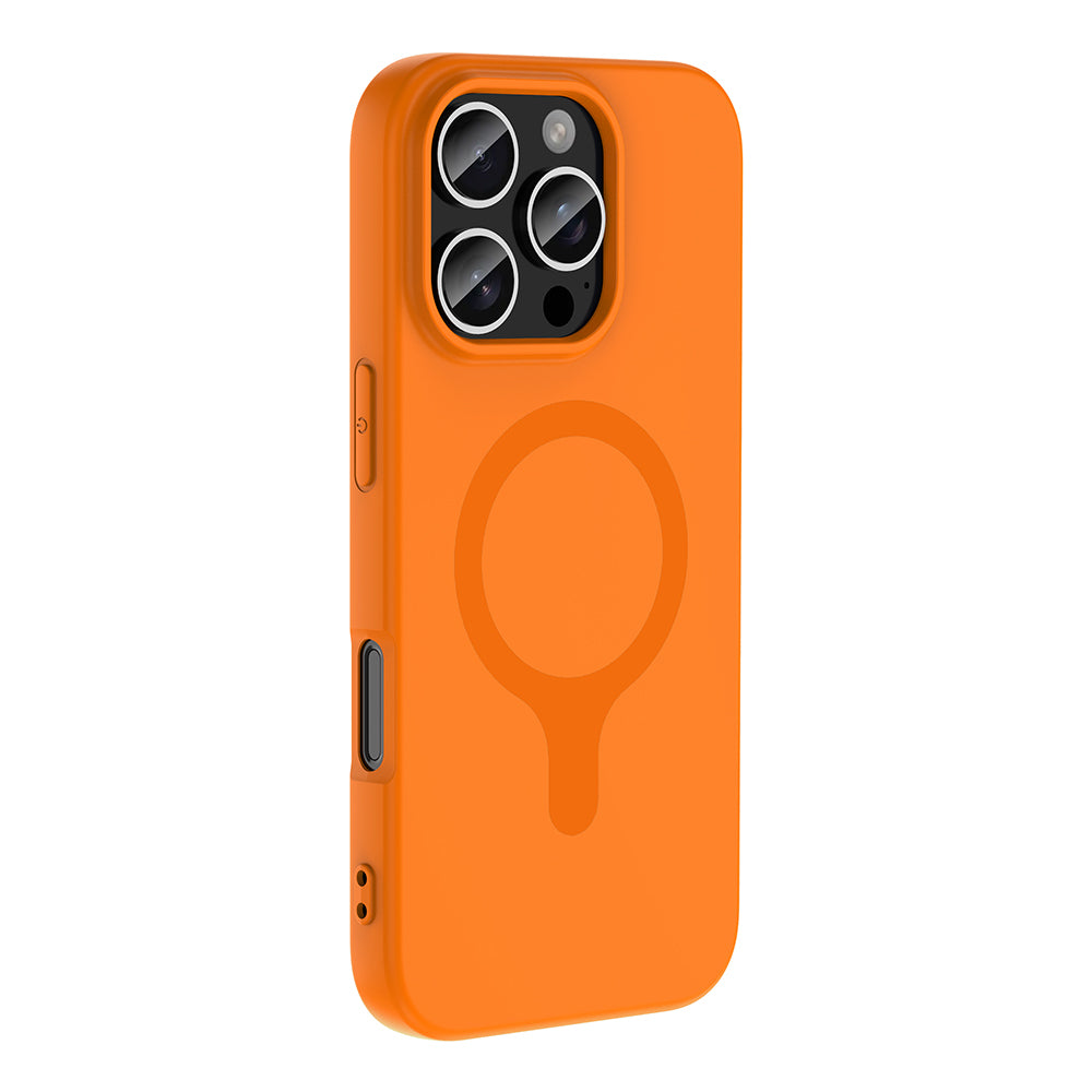 iPhone 16 Pro Max Kılıf M-Safe Şarj Özellikli MNC Aris Silikon Kapak - Turuncu