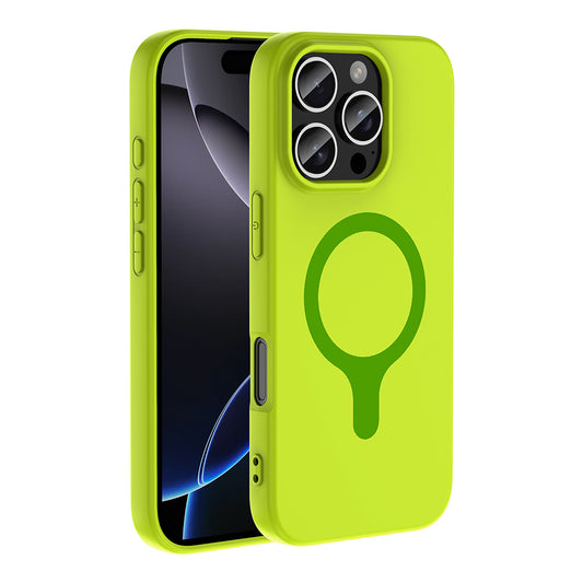 iPhone 16 Pro Max Kılıf M-Safe Şarj Özellikli MNC Aris Silikon Kapak - Yeşil