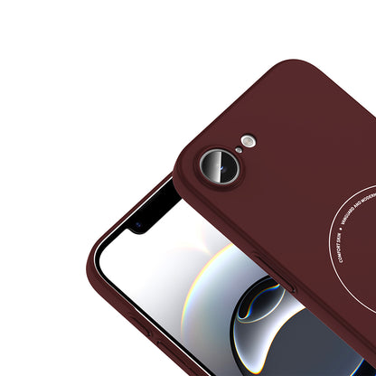 iPhone 16E Kılıf M-Safe Şarj Özellikli Kamera Korumalı MNC Elio Sert PC Kapak - Bordo