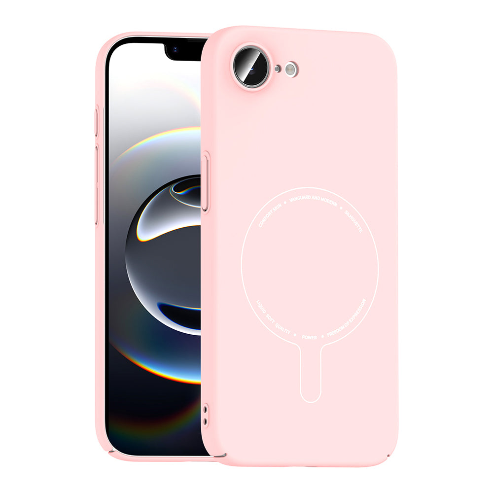 iPhone 16E Kılıf M-Safe Şarj Özellikli Kamera Korumalı MNC Elio Sert PC Kapak - Açık Pembe