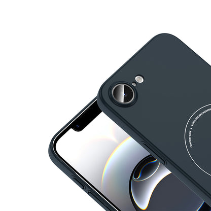 iPhone 16E Kılıf M-Safe Şarj Özellikli Kamera Korumalı MNC Elio Sert PC Kapak - Lacivert
