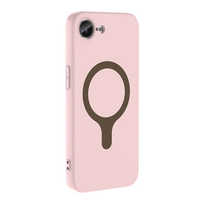 iPhone 16E Kılıf M-Safe Şarj Özellikli MNC Aris Silikon Kapak - Açık Pembe