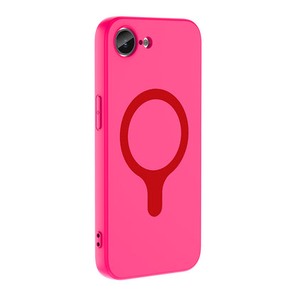 iPhone 16E Kılıf M-Safe Şarj Özellikli MNC Aris Silikon Kapak - Koyu Pembe