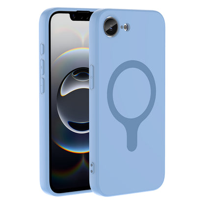 iPhone 16E Kılıf M-Safe Şarj Özellikli MNC Aris Silikon Kapak - Baby Blue