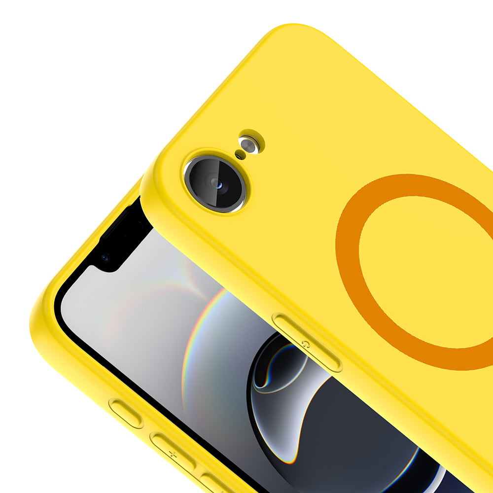 iPhone 16E Kılıf M-Safe Şarj Özellikli MNC Aris Silikon Kapak - Sarı