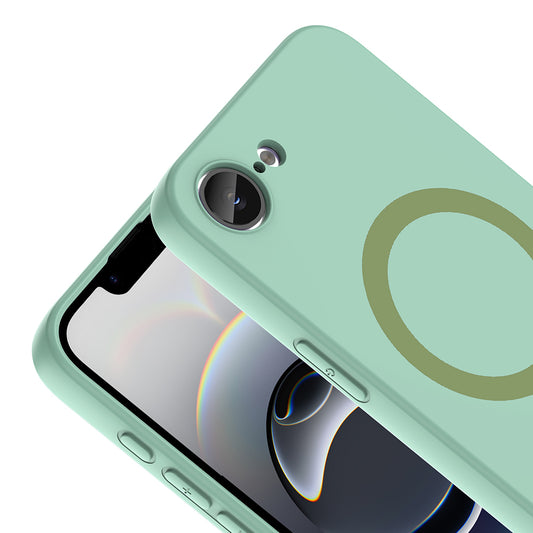 iPhone 16E Kılıf M-Safe Şarj Özellikli MNC Aris Silikon Kapak - Turkuaz