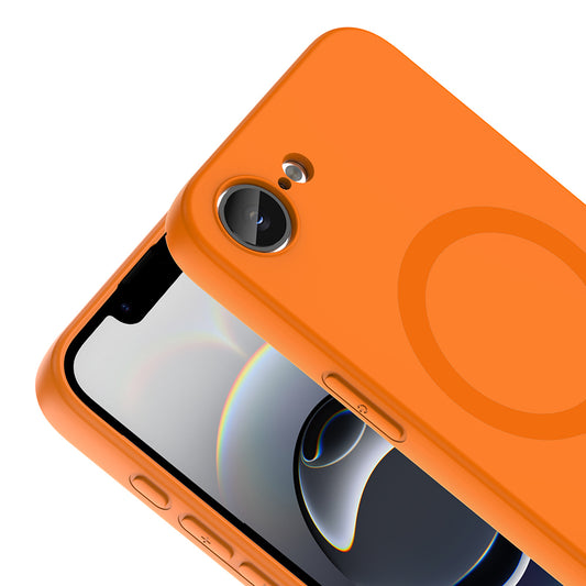 iPhone 16E Kılıf M-Safe Şarj Özellikli MNC Aris Silikon Kapak - Turuncu