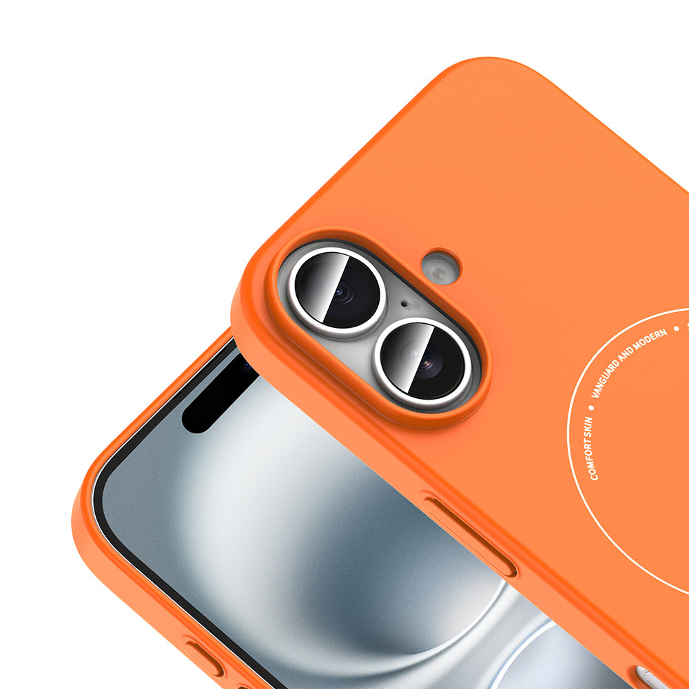 iPhone 17 Kılıf M-Safe Şarj Özellikli Kamera Korumalı MNC Elio Sert PC Kapak - Turuncu