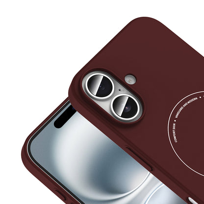iPhone 17 Kılıf M-Safe Şarj Özellikli Kamera Korumalı MNC Elio Sert PC Kapak - Bordo