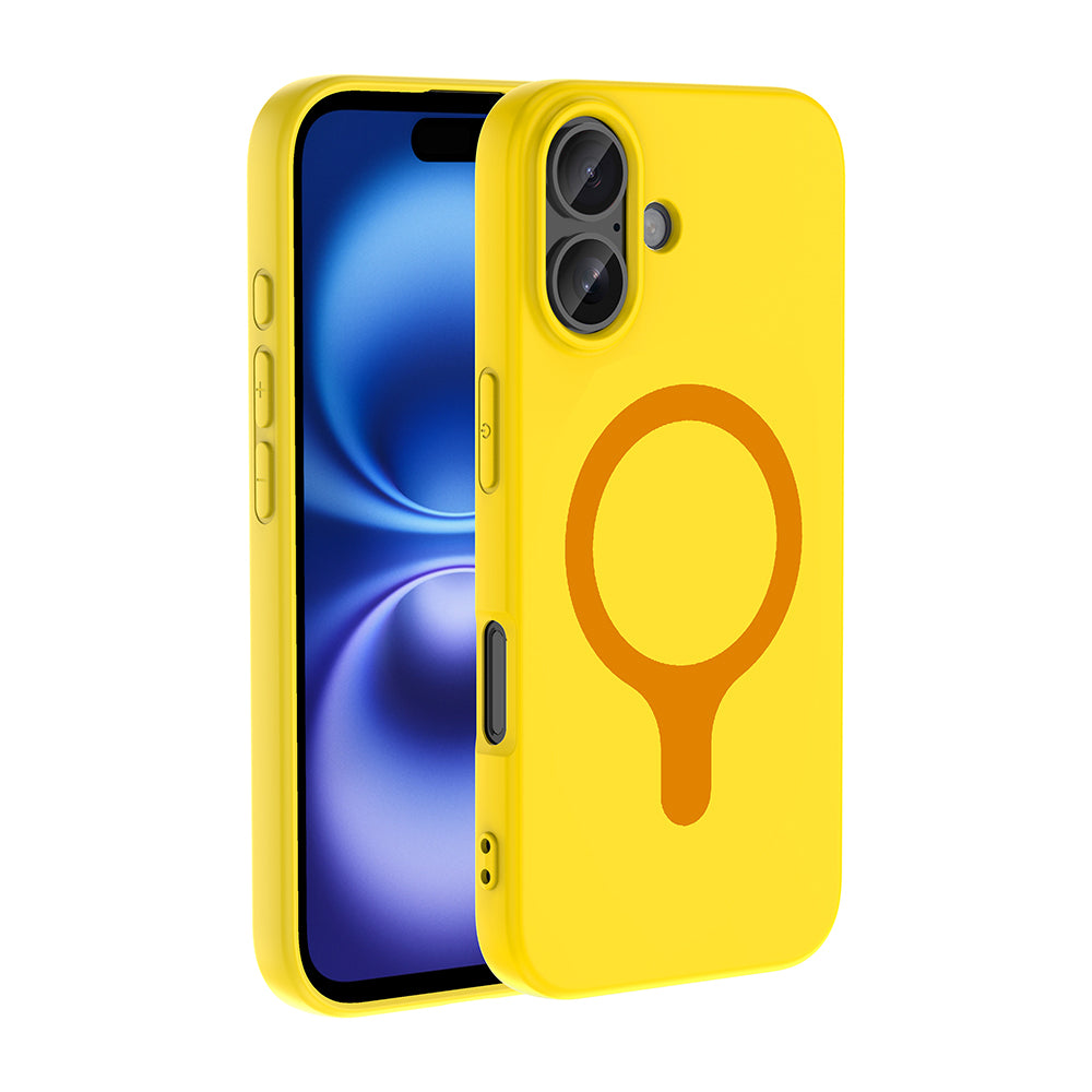 iPhone 17 Kılıf M-Safe Şarj Özellikli MNC Aris Silikon Kapak - Sarı