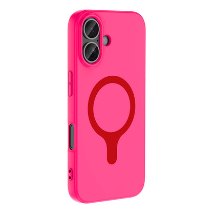 iPhone 17 Kılıf M-Safe Şarj Özellikli MNC Aris Silikon Kapak - Koyu Pembe