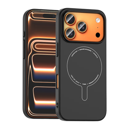 iPhone 17 Pro Kılıf M-Safe Şarj Özellikli Kamera Korumalı MNC Elio Sert PC Kapak - Lacivert