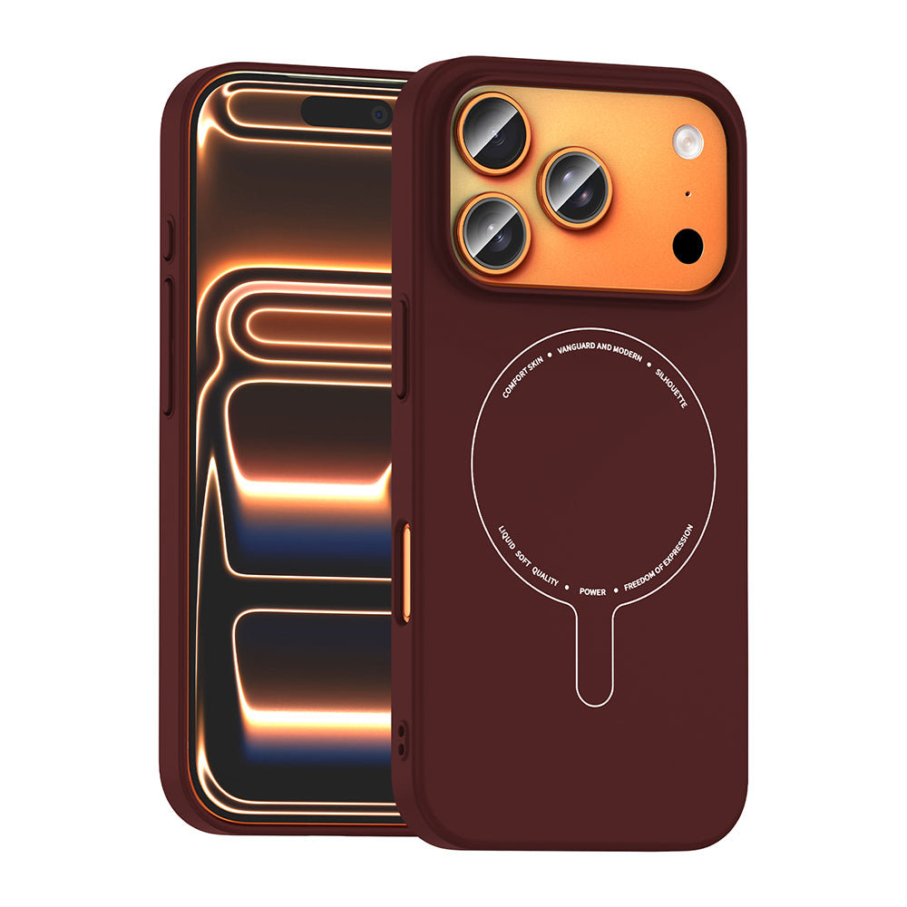 iPhone 17 Pro Kılıf M-Safe Şarj Özellikli Kamera Korumalı MNC Elio Sert PC Kapak - Bordo