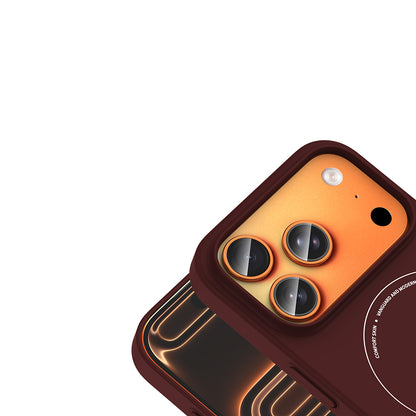 iPhone 17 Pro Kılıf M-Safe Şarj Özellikli Kamera Korumalı MNC Elio Sert PC Kapak - Bordo