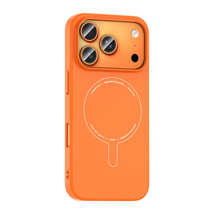 iPhone 17 Pro Kılıf M-Safe Şarj Özellikli Kamera Korumalı MNC Elio Sert PC Kapak - Turuncu