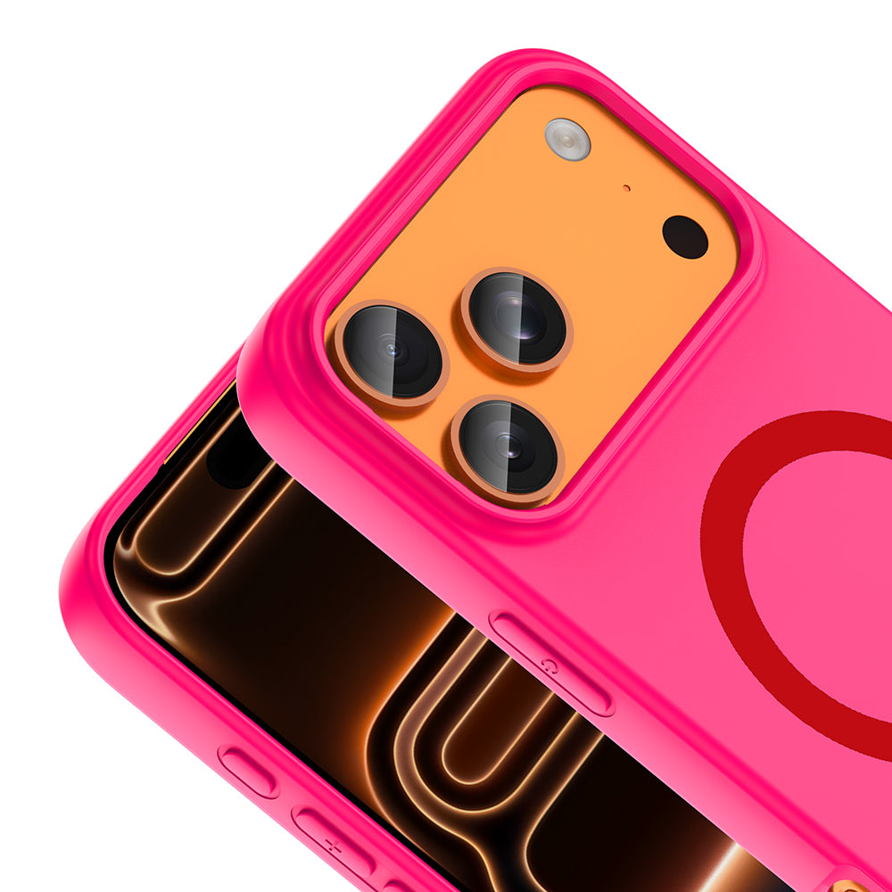 iPhone 17 Pro Kılıf M-Safe Şarj Özellikli MNC Aris Silikon Kapak - Koyu Pembe