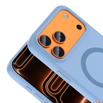 iPhone 17 Pro Kılıf M-Safe Şarj Özellikli MNC Aris Silikon Kapak - Baby Blue