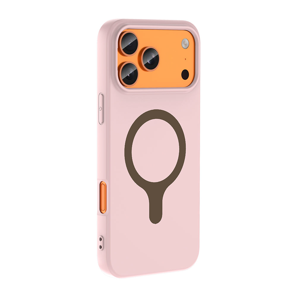 iPhone 17 Pro Kılıf M-Safe Şarj Özellikli MNC Aris Silikon Kapak - Açık Pembe
