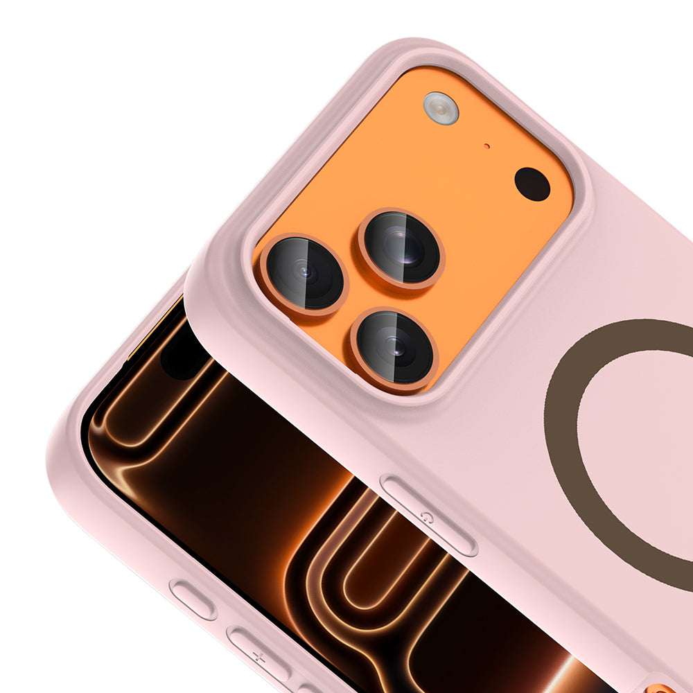 iPhone 17 Pro Kılıf M-Safe Şarj Özellikli MNC Aris Silikon Kapak - Açık Pembe