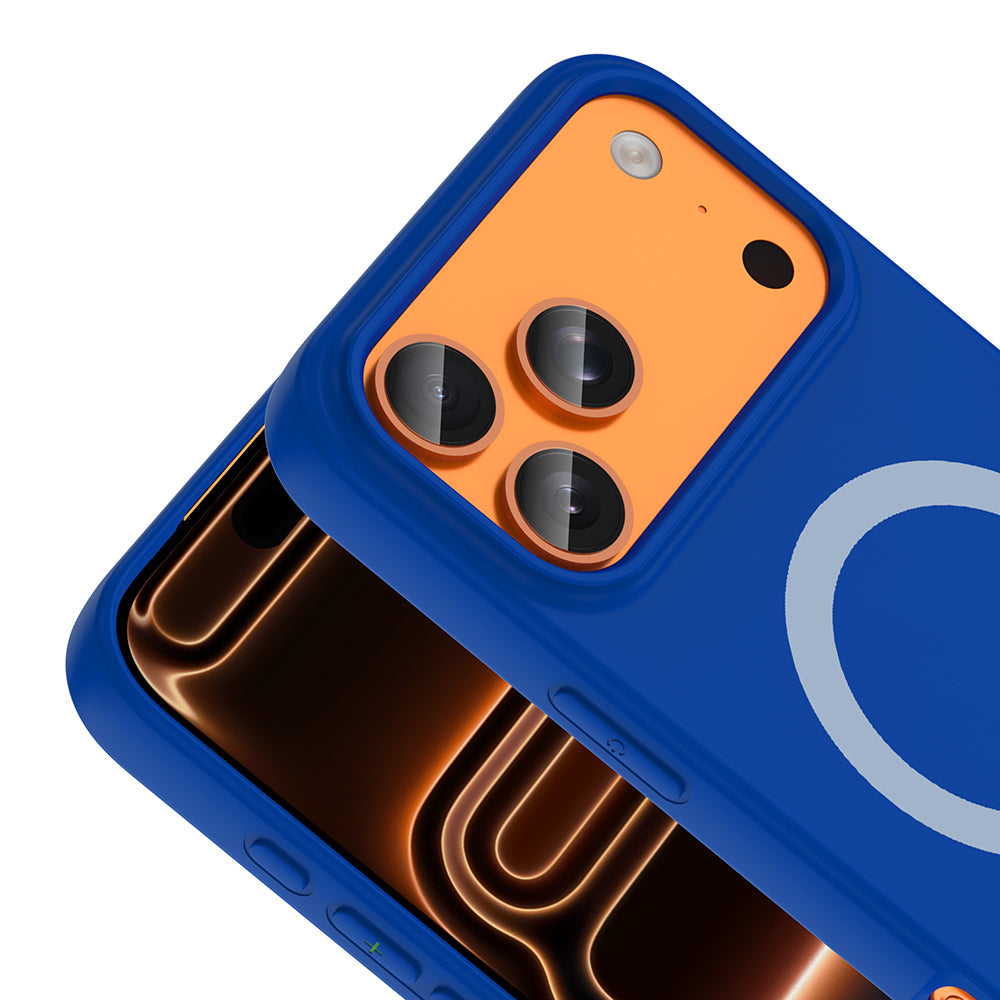 iPhone 17 Pro Kılıf M-Safe Şarj Özellikli MNC Aris Silikon Kapak - Saks Mavi