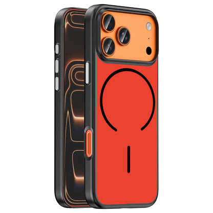 iPhone 17 Pro Kılıf M-Safe Şarj Özellikli MNC Lora PC Kapak - Kırmızı-Gri