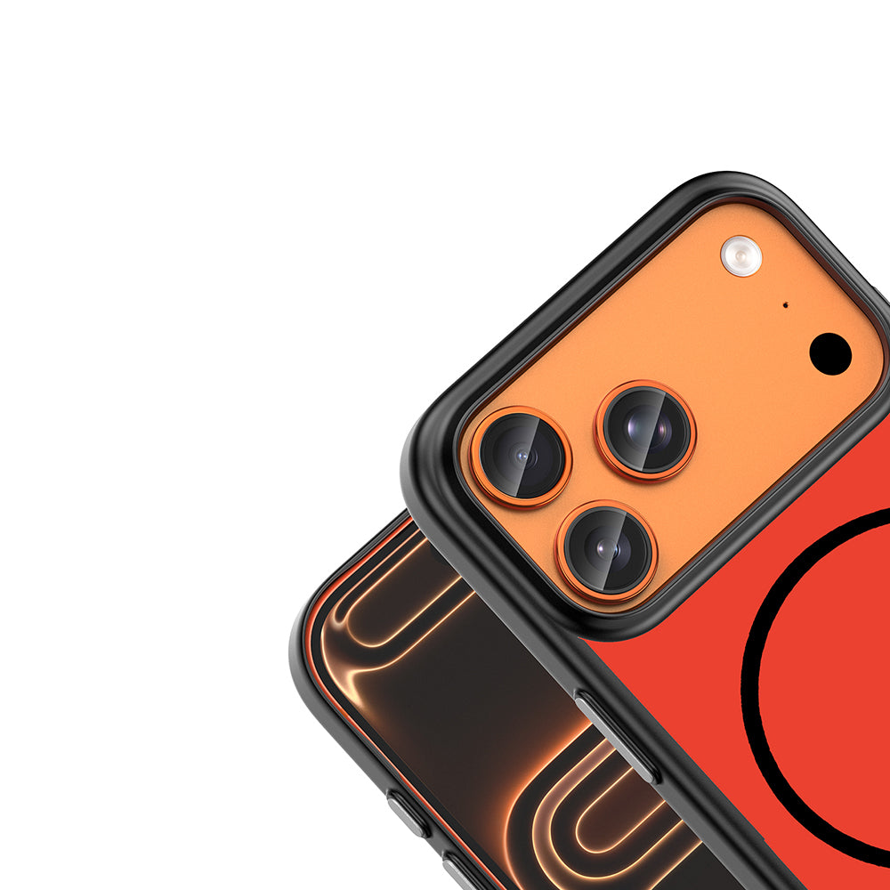 iPhone 17 Pro Kılıf M-Safe Şarj Özellikli MNC Lora PC Kapak - Kırmızı-Gri