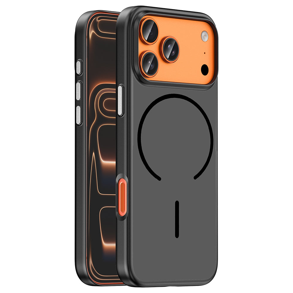 iPhone 17 Pro Kılıf M-Safe Şarj Özellikli MNC Lora PC Kapak - Turuncu