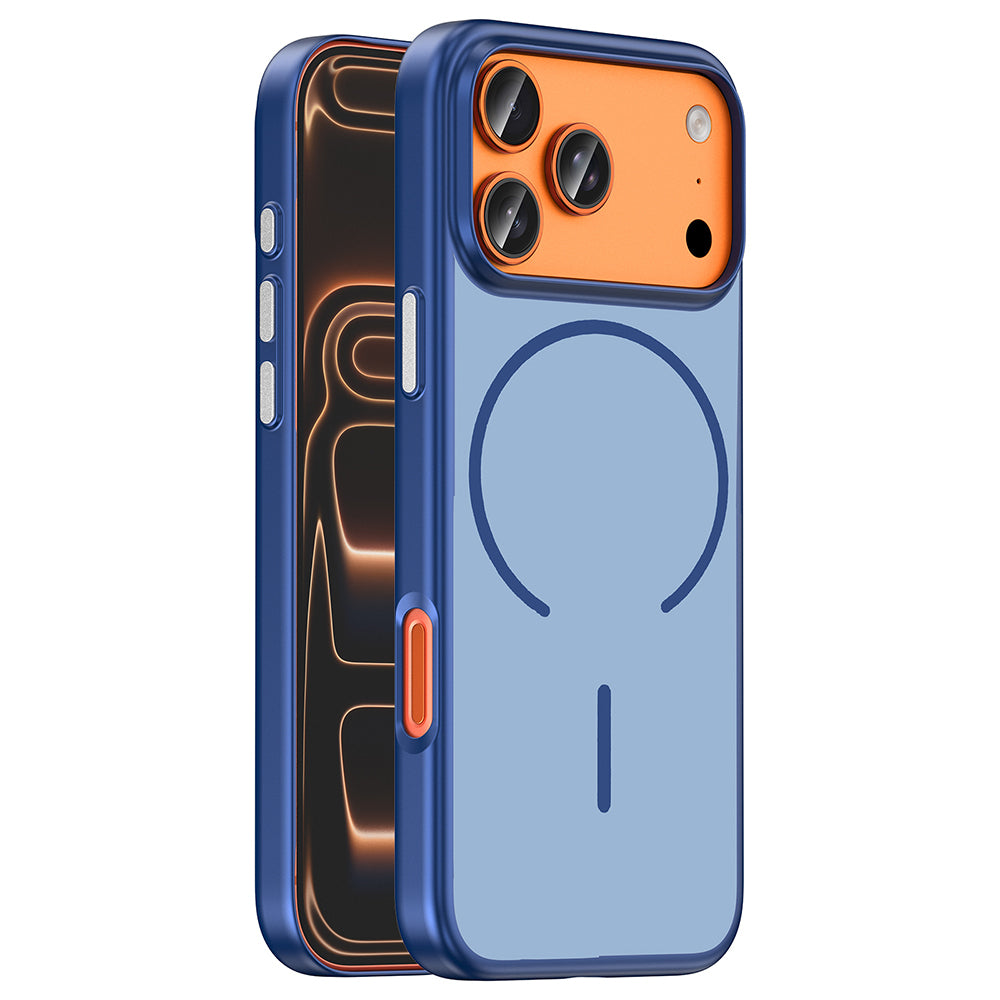iPhone 17 Pro Kılıf M-Safe Şarj Özellikli MNC Lora PC Kapak - Lacivert