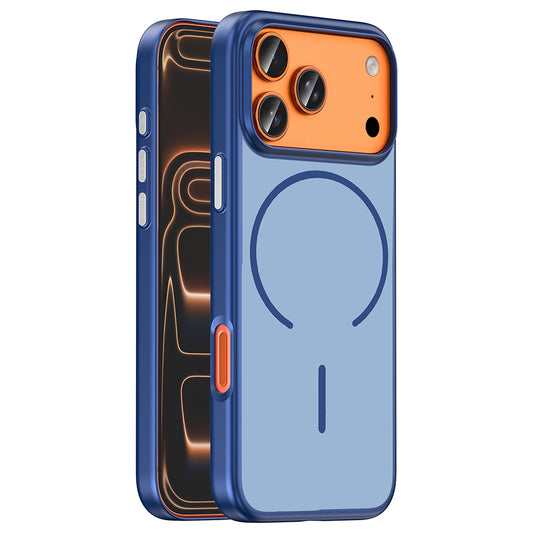 iPhone 17 Pro Kılıf M-Safe Şarj Özellikli MNC Lora PC Kapak - Lacivert