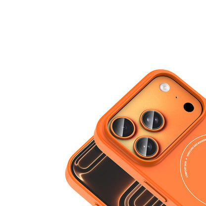 iPhone 17 Pro Max Kılıf M-Safe Şarj Özellikli Kamera Korumalı MNC Elio Sert PC Kapak - Turuncu