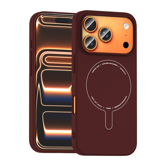 iPhone 17 Pro Max Kılıf M-Safe Şarj Özellikli Kamera Korumalı MNC Elio Sert PC Kapak - Bordo