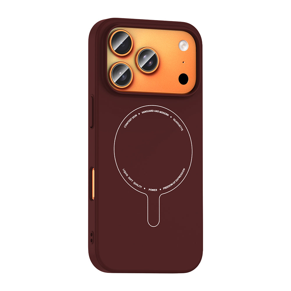 iPhone 17 Pro Max Kılıf M-Safe Şarj Özellikli Kamera Korumalı MNC Elio Sert PC Kapak - Bordo