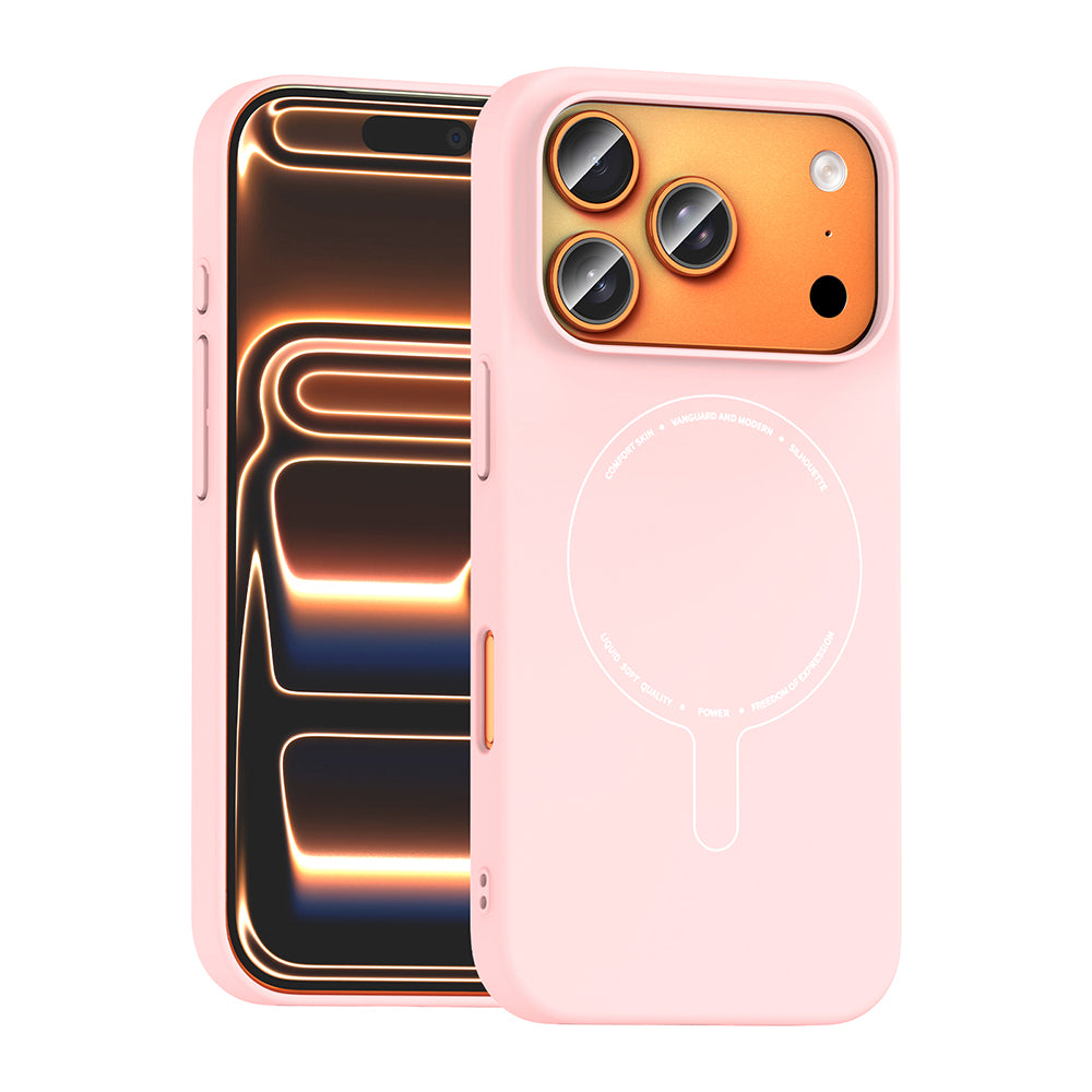 iPhone 17 Pro Max Kılıf M-Safe Şarj Özellikli Kamera Korumalı MNC Elio Sert PC Kapak - Açık Pembe