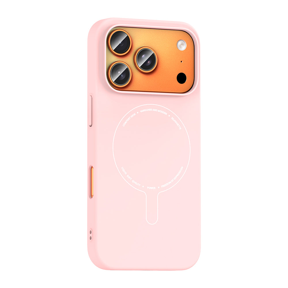 iPhone 17 Pro Max Kılıf M-Safe Şarj Özellikli Kamera Korumalı MNC Elio Sert PC Kapak - Açık Pembe