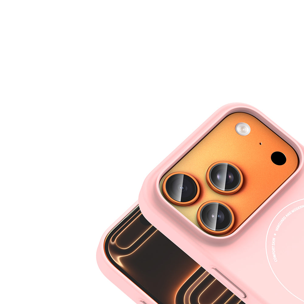 iPhone 17 Pro Max Kılıf M-Safe Şarj Özellikli Kamera Korumalı MNC Elio Sert PC Kapak - Açık Pembe