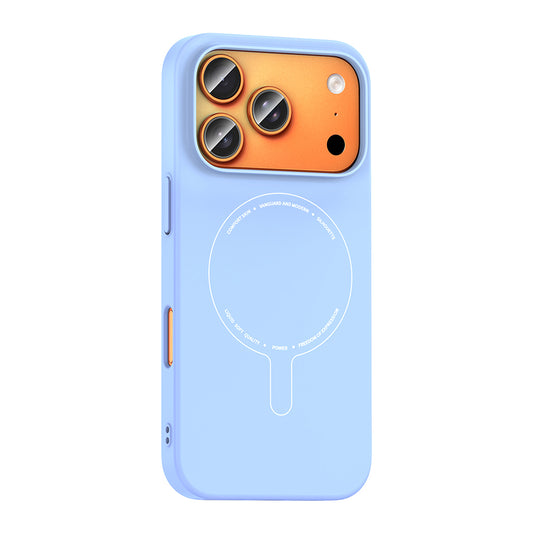 iPhone 17 Pro Max Kılıf M-Safe Şarj Özellikli Kamera Korumalı MNC Elio Sert PC Kapak - Açık Mavi